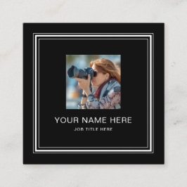 Carte d'appel noire classique avec script blanc