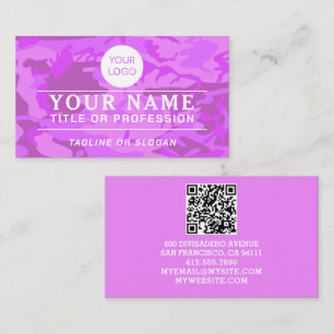 Carte D'appel Nom du logo professionnel QR Code Pastel Purple Ca