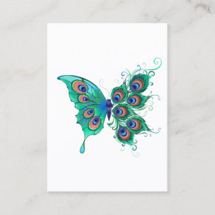 Carte D'appel Papillon aux plumes de paon vert