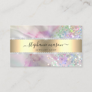 Carte D'appel Parties scintillant holographique marbré Aquarelle