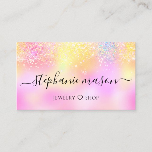 Carte D'appel Parties scintillant holographique Pastel Girly Car (Devant)