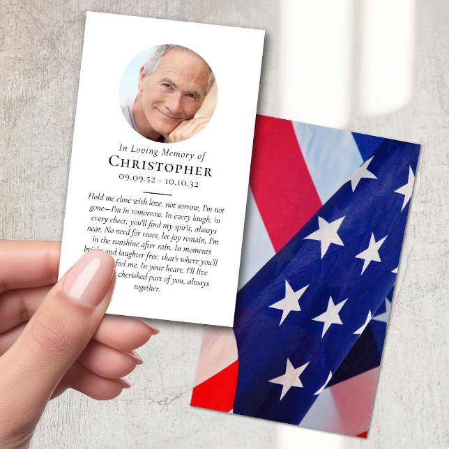 Carte D'appel Patriotique US Drapeau Photo Mémorial de prière (Créateur téléchargé)