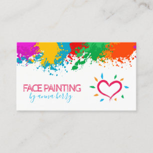 Carte D'appel Peinture amusante et peinture du visage du coeur