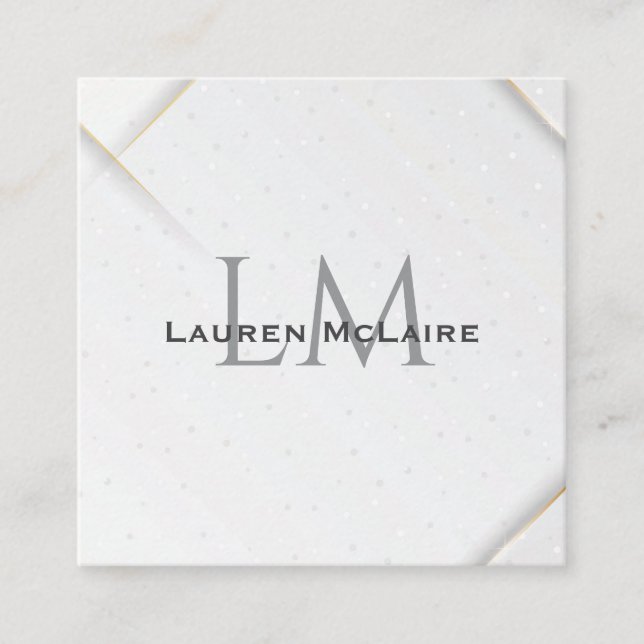 Carte D'appel Personalized White Sparkle & Gold Accent Monogram  (Devant)