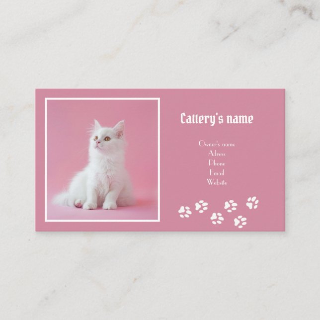 Carte D'Appel Personnalisée Pour Cattery Soft Pink (Devant)