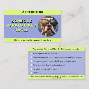 Carte D'appel Personnaliser Stationnée Comme un troll, amusant s