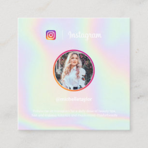 Carte D'appel Photo Instagram holographique moderne pastel rainb