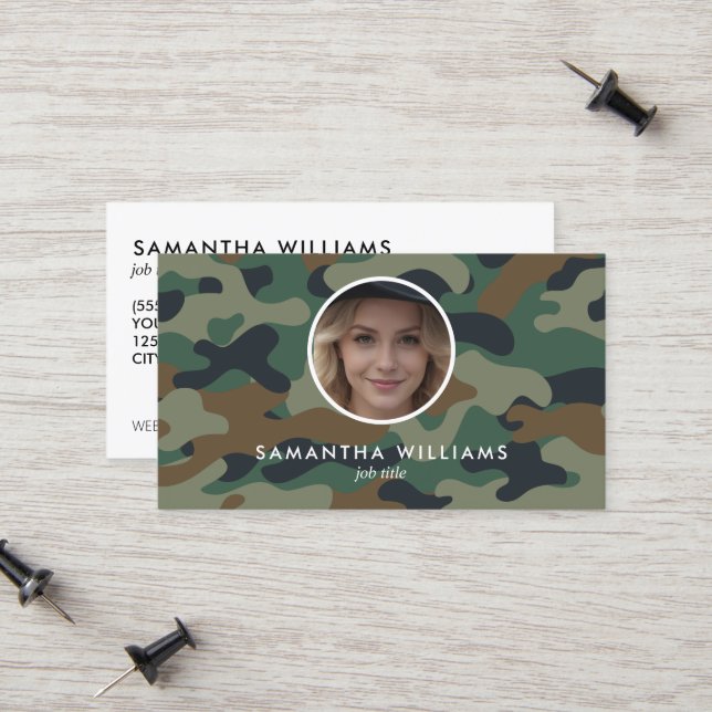 Carte D'appel Photo QR de l'armée militaire (Devant/Arrière en situation)