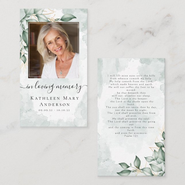 Carte D'appel Photo Sympathy Funeral Memorial Prayer Card (Devant / Derrière)