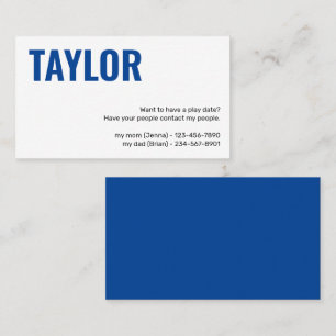 Carte d'appel pour enfants Jouer Date Playdates Fi