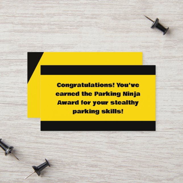 Carte D'appel Prix Ninja du stationnement (Devant/Arrière en situation)