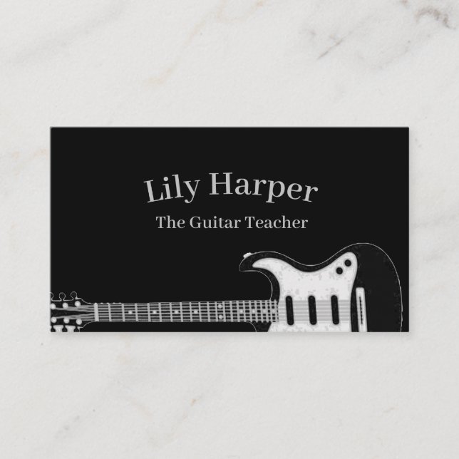 Carte D'appel Professeur de guitare | Leçons électriques et acou (Devant)