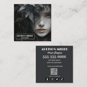 Carte D'appel professionnel, élégant, Floral Coiffeur code QR