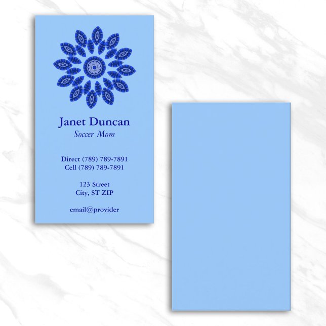 Carte D'appel Profil Mandala Bleu (Blue Mandala Profile Calling Card)
