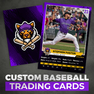 Carte D'appel Purple Baseball Trading Card Photo Baseball Logo