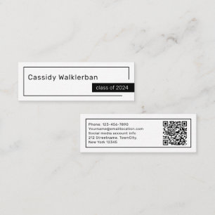 Carte D'appel QR Code Minimalist Graduate Graduate Name