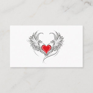 Carte D'appel Red Angel Coeur avec ailes