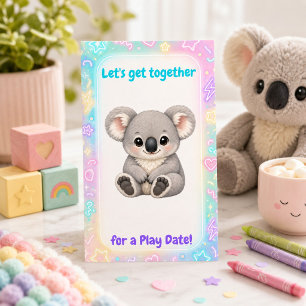 Carte D'appel Rendez-vous ludique de koala pastel câlin