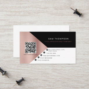 Carte D'appel Rose professionnel Gold QR Code Modern Business