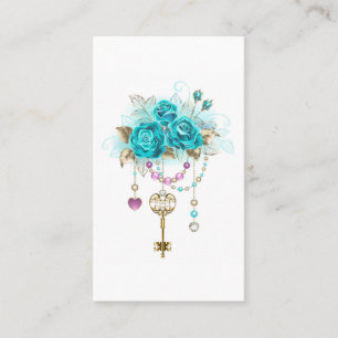 Carte D'appel Roses turquoise avec touches