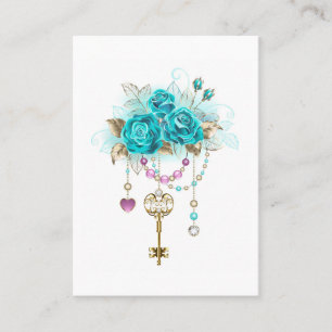 Carte D'appel Roses turquoise avec touches