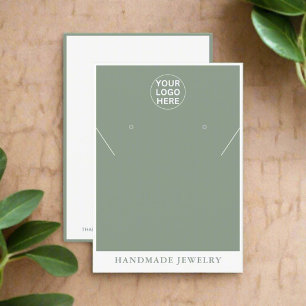 Carte D'appel Sage Green Logo l Boucles d'oreilles Collier Bijou