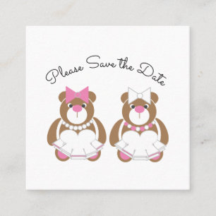 Carte D'appel Sauvez la date mignon ours en peluche lesbienne