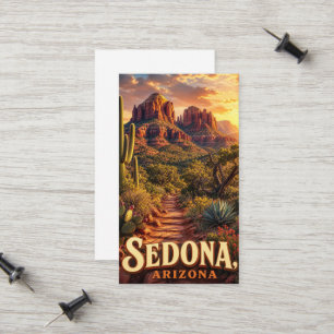 Carte D'appel Sedona Arizona Coucher de Soleil Roche Rouge Déser