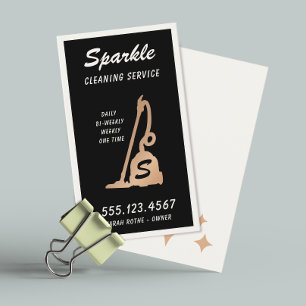 Carte D'appel Service de ménage rétro, Noir