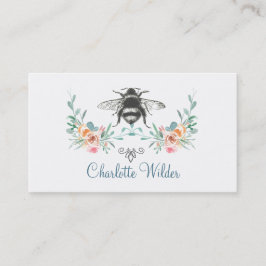Carte D'appel Signature de script Personnalisé Bee Floral