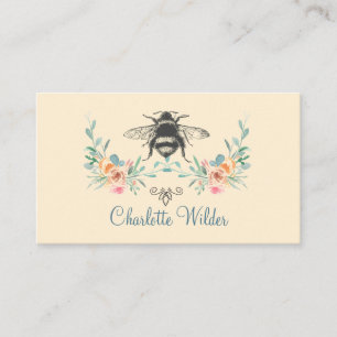 Carte D'appel Signature de script Personnalisé Bee Floral