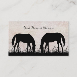 Carte D'appel Silhouette Chevaux Pâturage Commerce ou personnel