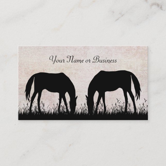 Carte D'appel Silhouette Chevaux Pâturage Commerce ou personnel (Devant)