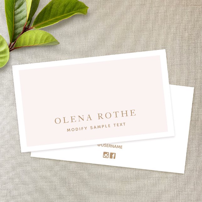 Carte D'appel Simple Blush Pink White Bordure Beauté Professionn (Créateur téléchargé)