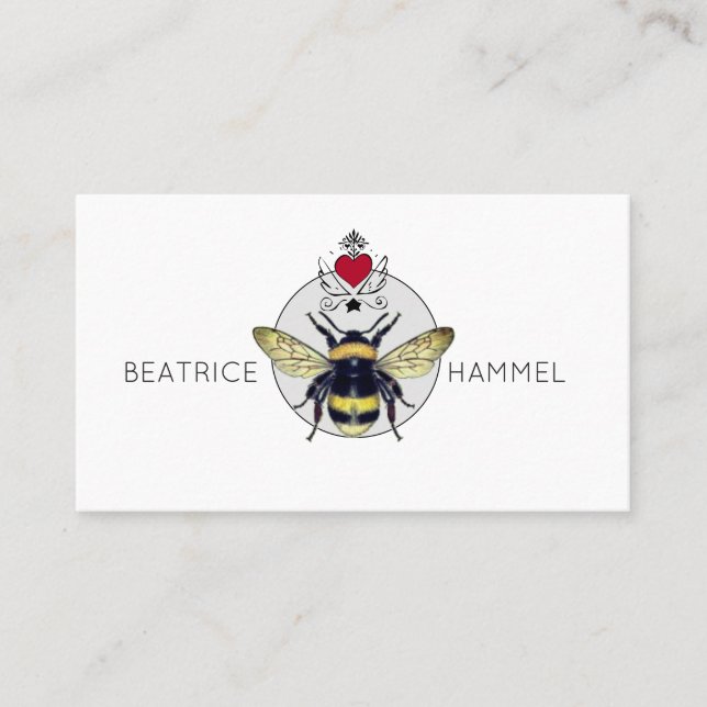 Carte d'appel sociale Bee Heart Wings (Devant)