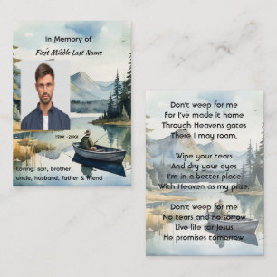 Carte D'appel Souvenir mémorial chrétien Pêche Lac dans un batea