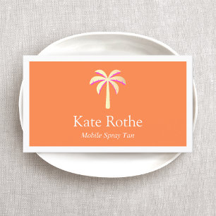 Carte D'appel Spray Tan Tropical Gold Palm Tree Orange