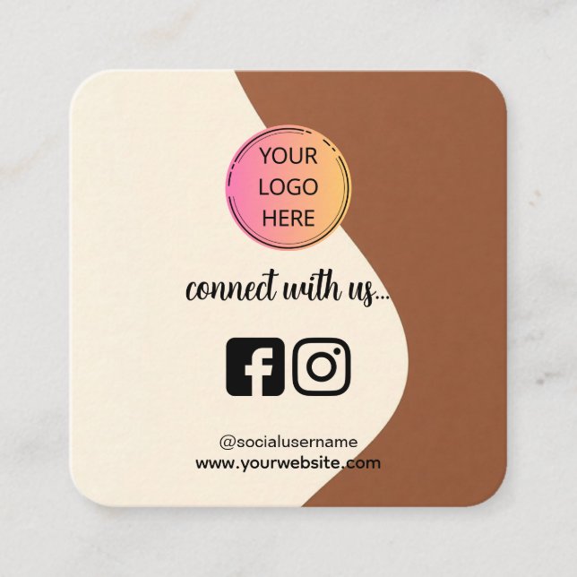 Carte D'appel Square Business Card – Coffee Tone QR Design (Devant)