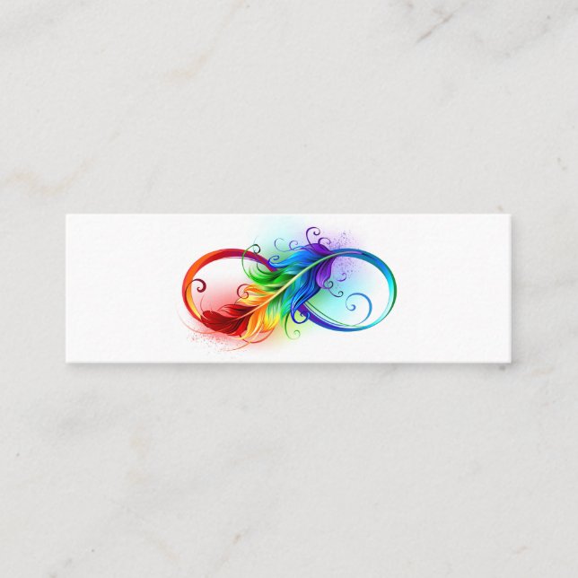 Carte D'appel Symbole d'infini avec plume arc-en-ciel (Devant)