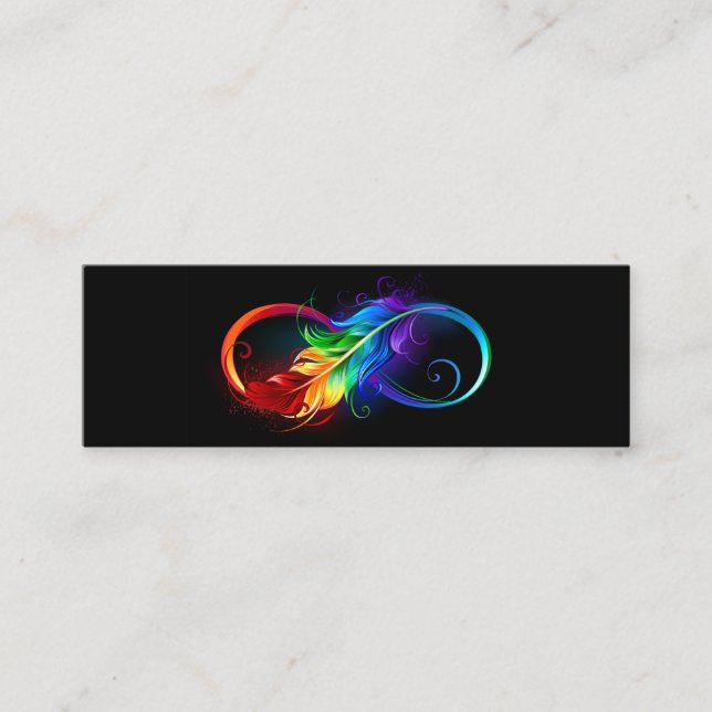 Carte D'appel Symbole d'infini avec plume arc-en-ciel (Devant)