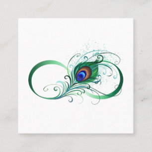 Carte D'appel Symbole d'infini avec plume de paon