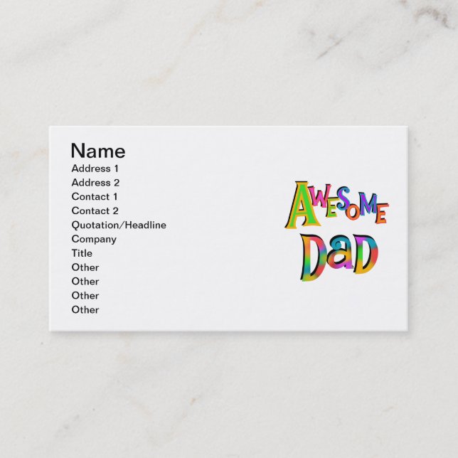 Carte D'appel T-shirts et cadeaux superbes papa (Devant)