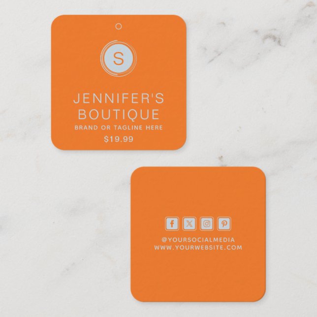 Carte D'appel Tags de vêtements Petite entreprise Tango Orange (Devant / Derrière)