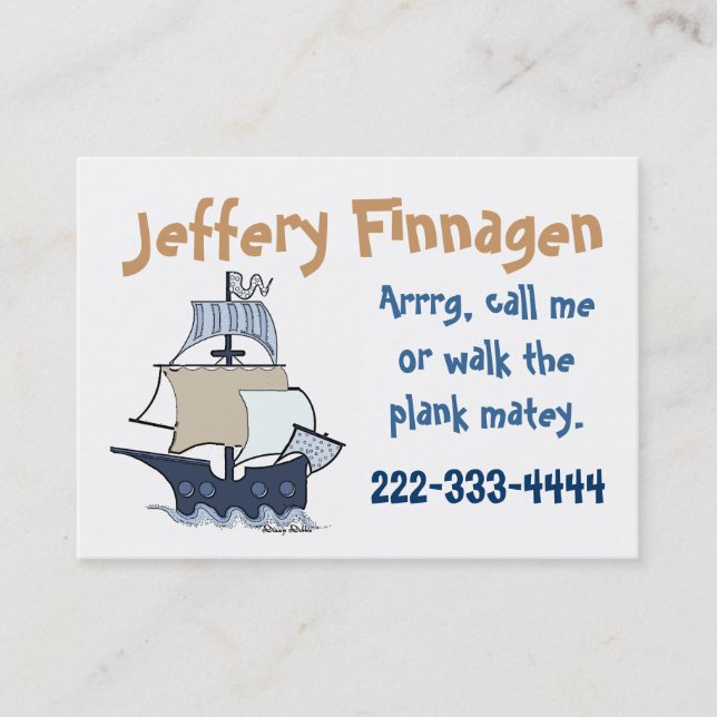 Carte D'appel Télécarte de bateau de pirate des enfants mignons (Devant)