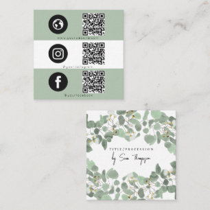 Carte D'appel Triple Icon QR Code Social Media Eucalyptus