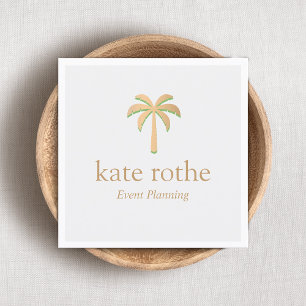 Carte D'appel Tropical Rose Gold Palm Tree Event Planner
