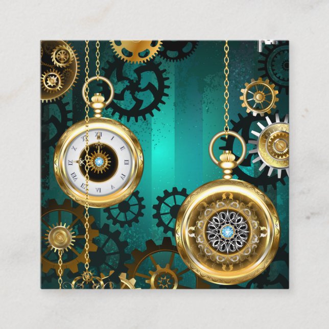 Carte D'appel Veille bijoux Steampunk sur un Arrière - plan vert (Devant)