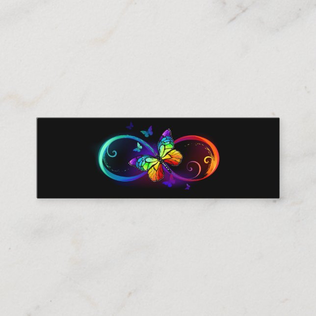 Carte D'appel Vibrant infinity with rainbow butterfly on black (Devant)