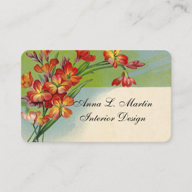 Carte d'appel vintage Red Floral (Devant)