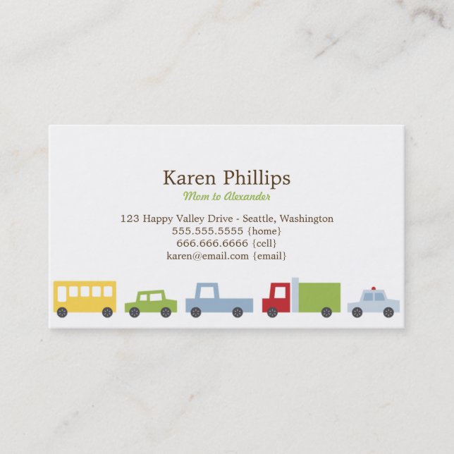 Carte D'appel Vroom Vroom Voitures Fiches (Devant)